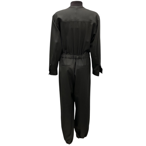 PESERICO DARK GREEN MONILI BEAD EMBELLISHED WOOL JUMPSUIT - Picture 3 of 5